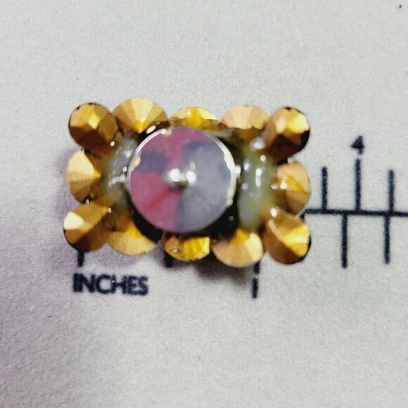 Super Bling Rhinestone Rivoli Earrings Artisan Made Crystal & Black Post Back - Picture 7 of 9